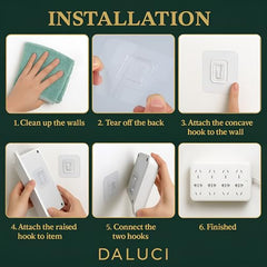 DALUCI 5 Pair Heavy Duty Male-Female Interlocking Adhesive Wall Hooks for Hanging | Sticker Hooks for Wall Heavy Items | Nail-Free Wall Hanger Hook for Bathroom, Kitchen (Male - Female, Pack of 10)