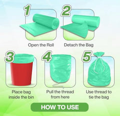 Newtone Garbage Bags | Large 24 X 32 Inches | 90 Bags (15 Bags X 6 Rolls) | Dustbin/Trash bin | Pouch Packing | (Green)