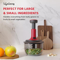 Lifelong Push Chopper 650ml | Compact and Efficient Vegetable, Onion, and Garlic Chopper, Essential Manual Kitchen Cutter for Quick and Easy Food Preparation, Ideal for Small Kitchens and Meal Prep