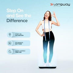 Longway Weight Machine for Home | Digital Bathroom Scale for Human Body Weight Measurement | Extra Thick Tempered Glass with LCD Display | 3 Years Warranty (Blue | Max Weight 180Kgs | Sapphire)