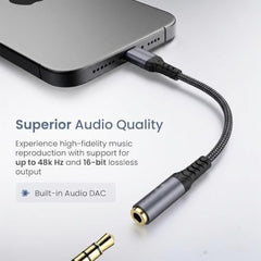 Type C to 3.5mm Audio Jack Connector with DAC Headphone Converter Adapter Compatible with iPhone 15 Pro Max/15Pro/15Plus Series/Galaxy/OnePlus/Google/Nothing & Other Type C Phones, Warranty