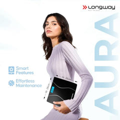 Longway Weight Machine for Home | Digital Bathroom Scale for Human Body Weight Measurement | Extra Thick Tempered Glass with LCD Display | 3 Years Warranty (Blue | Max Weight 180Kgs | Sapphire)