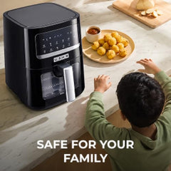 USHA Ichef Smart Air Fryer 4.5L,10 In 1 Functions10 Preset Menu|Digital Display&Touch Panel|Transparent Window|Illuminated Chamber|Turbo Air Circulation|Oil Free Cooking|Auto Pause/Start(Black),1350W