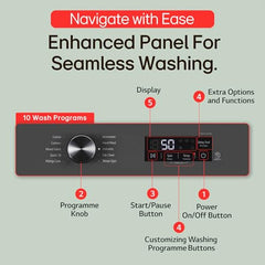 LG 9 Kg, 5 Star, AI Direct Drive Technology, Wi-Fi, Steam+ with Wrinkle Care, Fully Automatic Front-Loading Washing Machine (FHP1209Z7P, Intelligent & Convenient Fabric Care, Allergy Care, Platinum)