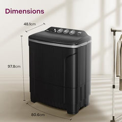 Godrej 8Kg 5 Star with 5 Years Comprehensive Warrnaty, Wash Upto 8 King Size Bedsheets, 370W PowerMax Motor, Magic Lint Fliter, Semi Automatic Washing Machine(WSEDGE CLS 80 5.0 EN2 MCSGR,Crystal Grey)