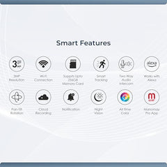 Trueview 3MP WiFi Robot Security Camera | 360° Pan Tilt | All-Time Color Night Vision | AI Auto Tracking & 2-Way Audio | Alexa Compatible | Supports 256GB Memory Card | STQC Certified for Privacy