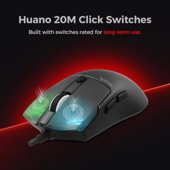 AZOTH GM78W Wireless Gaming Mouse, 7-Button RGB Trimode Mouse with 12800 DPI, 2.4G/Bluetooth/Wired, Optical Sensor, Macro Software, 1000Hz Polling Rate, Lightweight Design for Laptop PC/Desktop