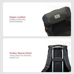 HARISSONS RHINO Laptop Backpack | 30L | Fits 15.6” Laptop | 420D PU-Coated Polyester & Vegan Leather | Office, Commute & Travel | Laptop Protection, Trolley Sleeve, Organizer (Grey)