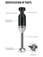 Sujata Blendcraft Hand Blender with Stainless Steel Blade, 180 Watts, 2-Speed Control, Black