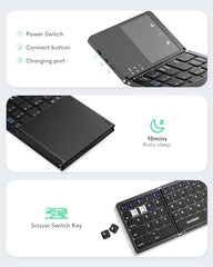 Samsers Foldable Bluetooth Keyboard with Touchpad, Ultra Slim Compact,Black