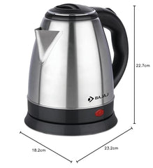 Bajaj KTX 1.8 Litre DLX Electric Kettle | 1350 Watts Kettle with Stainless Steel Body | Cordless Operation | Auto Shut-off Mechanism | 2-Yr Warranty 【Black】