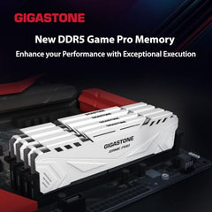 【DDR5 RAM】 GIGASTONE Game PRO 128GB Kit (4x32GB) DDR5 6400MHz PC5-51200 CL40-40-40-84 Intel XMP 3.0 AMD Expo 1.35v UDIMM 288 Pin Unbuffered Non ECC High Performance Gaming Desktop Memory – White
