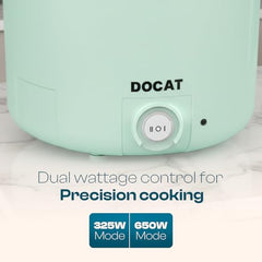 DOCAT Multipurpose Cook Kettle with Steamer, 1.2L Steel Pot (650W) | Stainless Steel Inner Pot, Adjustable Power Electric Cooker for Cooking, Boiling, Tea, Coffee, Noodles & Eggs