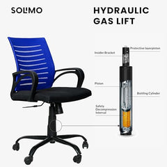 Amazon Brand - Solimo Worklo Mid Back Office Chair for Work from Home | Study | Revolving | Computer (Heavy Duty Powder Coated Metal Base, Stylish Black Mesh)