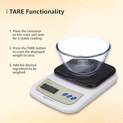 Amazon Basics Portable Digital Weighing Scale for Kitchen | Electronic Weighing Scale With Back light LCD Display and high precision sensors | Range of 1g-10 kg (Black)