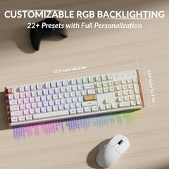 Keychron K10 HE Hall Effect Keyboard Wireless, Magnetic Switch Hot Swappable, Adjustable Actuation Rapid Trigger Mode with Aluminum + Wood Frame, Full-Size Custom RGB for Mac Windows Linux - White