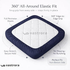 Vastrora 100% Waterproof Mattress Protector Queen Size 5x6 Ft | 60x72 in | Pee & Urine Proof Mattress Cover | Elastic All-Around | Terry Cotton Fitted Bed Cover | Noiseless, Breathable Bed Protector