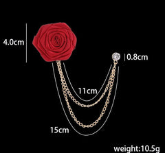 SYGA Rose Flower Brooch Pin for Men & Women,Beautiful Fashion Jewelry with Chain Design(Red)