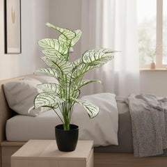 GARDEN GYANI Artificial Areca Palm Plant with Black Pot – 145 cm Tall Faux Tropical Decorative Plant with 35 Leaves for Home, Office & Living Room Décor
