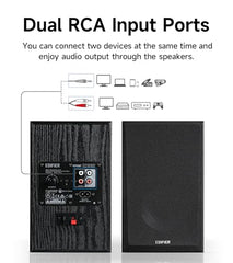 Edifier R990BT 2.0 Active Multimedia Speaker, 24W RMS Powered Desktop Speakers with Bluetooth V5.4, App Custom EQ, Sound Presets, MDF Wooden Enclosure, Dual RCA Inputs for Laptop, PC & Gaming, Black