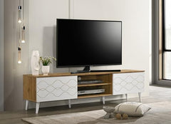 DeckUp Soneva Engineered Wood TV Unit (Wotan Oak & White, Matte Finish)