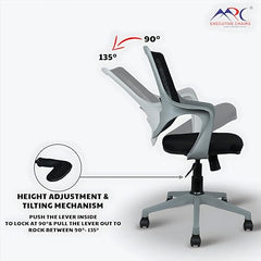 MRC Mono Ergonomic Office Chair (Mid-Back) – Revolving Breathable Mesh Desk Chair for Work from Home & Study–Lumbar Support & Heavy Duty Nylon Base (Grey & White)
