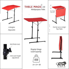 TABLE MAGIC 2.0 Double-Top Multipurpose Laptop Table Mat Finish| Height Adjustable, Foldable, Portable | Work-from-Home Lap Desk (Midnight Black)