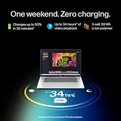 HP Smartchoice Omnibook 5 OLED (Previously Pavilion), Snapdragon X Processor 45 Tops (16GB LPDDR5x,1TB SSD) 2K,16''/40.6cm, Win11, Office24, Silver, 1.59kg, fb0001QU, Multi-Day Battery AI Laptop