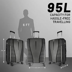 Aristocrat Airpro Set of 3 (Cabin+Medium+Large) Trolley Bags, Jet Black