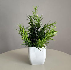 Litleo Plastic Artificial Plants Mini, Eucalyptus Potted Faux Decorative Grass Plant For Home Decor, Indoor, Office, Desk, Shelf, Table Decoration (Pack Of 4), Green