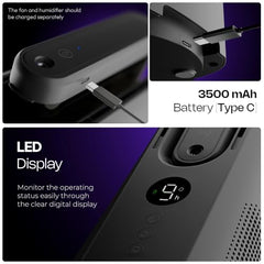 Zebronics Heat Buster 300, Portable Desk Fan, Upto 13h Backup, 3600mAh Rechargeable Battery, 360° Rotatable fan, 4 Speed + 1 Breeze Mode, Wall-Mountable, for Travel, Office, Home (Black)