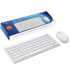 Macally Small Wireless Keyboard and Mouse Combo - An Essential Workspace Duo - 2.4G Wireless Keyboard Mouse for PC - 78 Key Mini Keyboard and Mouse with Slim Body, Quiet Click Buttons, and 3 DPI Modes