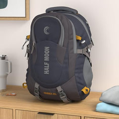 Half Moon 45L Hammer Waterproof Rucksack Bags for Man/Trekking Bags for Men | With 17.3" Laptop Compartment & Rain cover | For Trekking, Hiking, Travel Backpack for Men & Women (Navy Blue)
