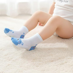 MOMISY 5 Pairs Baby Girl Boys Tube Socks Toddlers Infant Solid Color Boat Spring and Autumn Socks Stretch Baby Sock - Multicolor (IN, Age, 1 Year, 2 Years, Bear/)