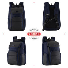 HARISSONS Teknos Business Travel Laptop Backpack | 35L | Fits 15.6” Laptop | 900D PU-Coated Polyester & Vegan Leather | Work, Travel & Commute | USB Port, Anti-Theft Pocket, Rain Cover (Black)