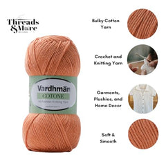 Vardhman Threads Cotone DK Weight Yarn - 51% Cotton 49% Acrylic Blend - 100g Ball 250m Length - Perfect for Knitting Crochet Amigurumi (Turquoise Blue)