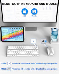 ULSOU Bluetooth Keyboard and Mouse Combo for Mac White Rechargeable, Mini Size, Comfortable Natural Typing, 4 Level DPI, Compatible with iPad, iPhone, MacBook Air/Pro