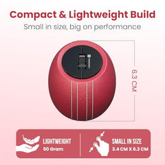 Portronics ToadPlay Cricket Mini Wireless Bluetooth Mouse with Dual Wireless Connectivity (BT + 2.4 GHz), Rechargeable Battery, Noise-Free Clicking, Multi-Device Pair, Adjust Sensitivity (Red)