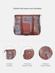 ZOUK Office Bag | Stylish Bags for Office Use | Laptop Bag 15.6 inch | Stylish Tote for Office Use | Purse for Women | Vegan Leather Handbag | Daily & Travel Use | Multicolor Mandala Print