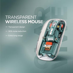 acer Clearview Transparent Wireless Mouse with Triple-Mode Connectivity, Silent Click Tech, Metal Scroll Wheel,1600 DPI Optical Sensor, USB-C Charging, Compatible Windows, MacOS, iOS, Android-Green