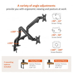 ARTIKEL Monitor Desk Mount Adjustable Spring Assisted Monitor Arm VESA Mount with C Clamp Grommet Mounting Base Computer Monitor Stand (Curve, Single.)