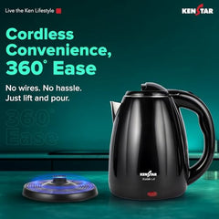 Kenstar KALDO 1.8 L Electric Kettle | 1350W | Cool-Touch Body | Concealed Heating Element | Dry Boil Protection | Black