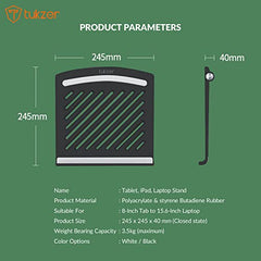 Tukzer Foldable Laptop & Tablet Stand Riser for Laptop/MacBook/Notebook Up to 15.6-Inches, with Multi-Angle Adjustment, Lightweight & Ergonomically Designed (Black)