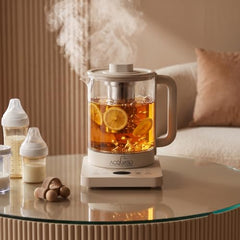 Boil Pro Smart Electric Kettle Glass 1.5L | Thermostat | 800W with 10 Preset Modes & Live Temperature Display | Smart | Inner Steel Plate Lid & Base | Steel Infuser | 60 CM 3pin Cable | acquaso