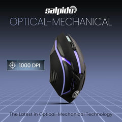 Salpido Wired USB Gaming Mouse, Optical, 1000 DPI, Ergonomic, Black