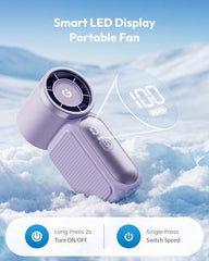 Gaiatop Portable Turbo Handheld Fan with Ice Cooler,Powerful High-Speed Foldable Hand Fan With 100 Speed Adjustable,4800mAh Rechargeable Personal Fans Gift for Travel Indoor Outdoor Use (Light pink)