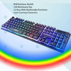 ENTWINO 4-in-1 Gaming Keyboard & Mouse Combo Set Gaming Headphone Included, Mousepad Included, USB, RGB Keyboard, Mouse, Mouse Pad, Headphones, Black