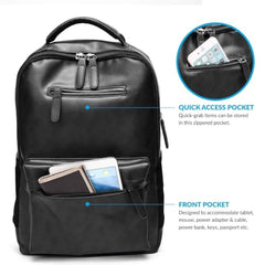 Treggo Premium 30L Anti-Theft Faux Leather Laptop Backpack for Men & Women, Water Resistant Large Travel Daypack, College School Office Casual Backpack with Laptop Compartment