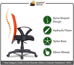 Green Soul Seoul X Office Chair, Mid Back Fabric Ergonomic Home Office Desk Chair with Comfortable & Spacious Seat, Rocking-tilt Mechanism & Heavy Duty Metal Base (Black)