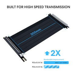 Lian Li PCIe 5.0 x16 Riser Cable, 200mm GPU Extension, Black (PW-PCI-520X)